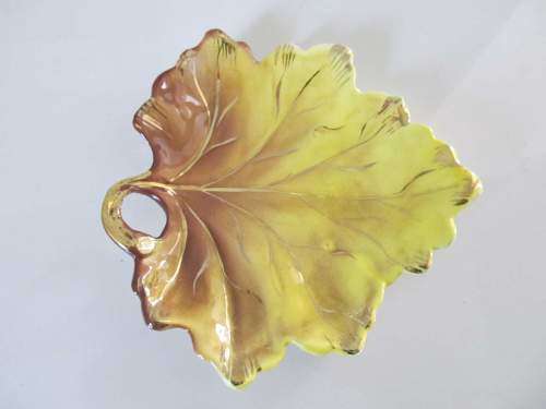 CERAMIC + !! Vintage Fine Porcelian Italian Leaf Dish and Glass Box