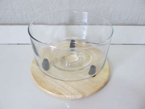 CHEESE DOME + !! Boxed Unused Multi Purpose Vintage Glass Cheese Dome (Wood Base) etc