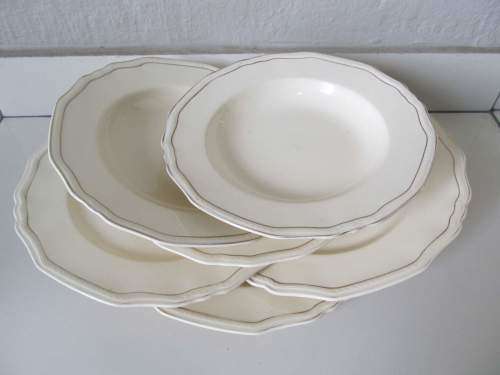 MEAKIN 2 !! Vintage 1940`s Lot /Part Set of 3 Porcelain Dinner Plates and 3 Salad Bowls