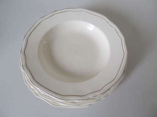 MEAKIN 2 !! Vintage 1940`s Lot /Part Set of 3 Porcelain Dinner Plates and 3 Salad Bowls