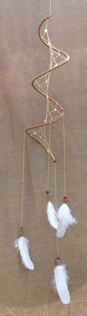 Dreamcatcher Helix  - 84x13cm - Leather - Handmade - Feathers