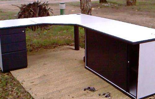 Desk with Drawers and Credenza