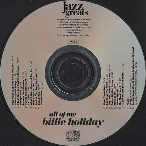 Billie Holiday - All Of Me CD Mint Condition (IMPORT)