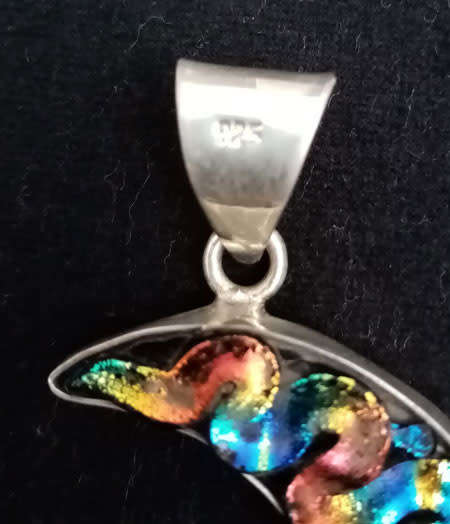 Mexican 925 Sterling Silver With Coloured Moulded Glass Pendant NEW