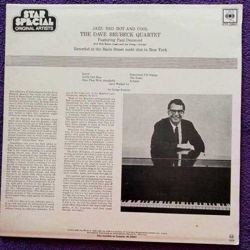 The Dave Brubeck Quartet  Jazz: Red Hot And Cool Vinyl LP Excellent Condition