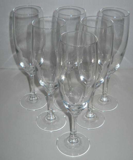 ELEGANT SET OF 6 CRYSTAL CHAMPAGNE FLUTES