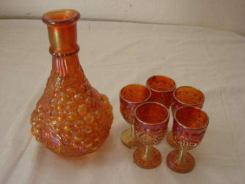 CARNIVAL GLASS DECANTER SET !!!!