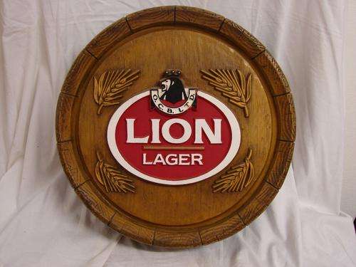 VINTAGE-BARREL - SHAPE BAR SIGN !!!! LION !!!!