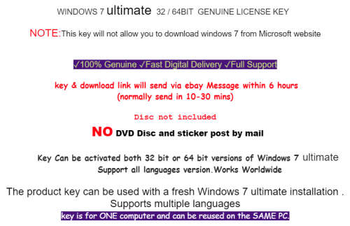 Windows 7 Win7 WIN 7 ULTIMATE 32/64 bit download with licence key