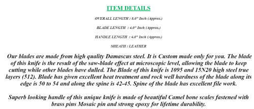 Hand crafted damascus steel hunting knife perfect gift ! BM-9071