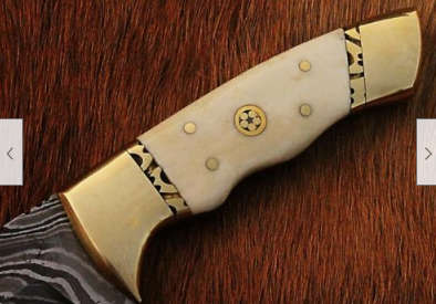 Damascus steel handcrafted hunting knife camel bone handle perfect gift!