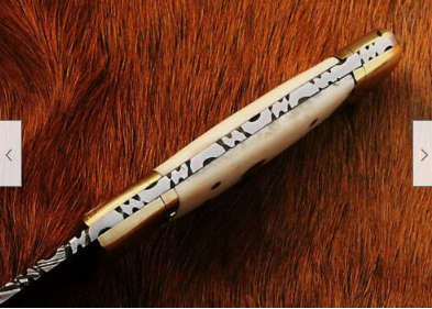 Damascus steel handcrafted hunting knife camel bone handle perfect gift!