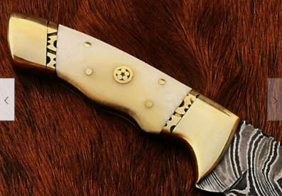Damascus steel handcrafted hunting knife camel bone handle perfect gift!
