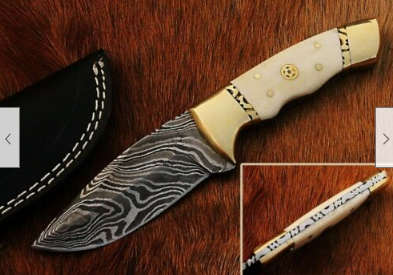 Damascus steel handcrafted hunting knife camel bone handle perfect gift!