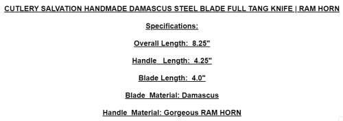 2.Damascus steel handcrafted knife with leather pouch ram horn handle perfect gift!