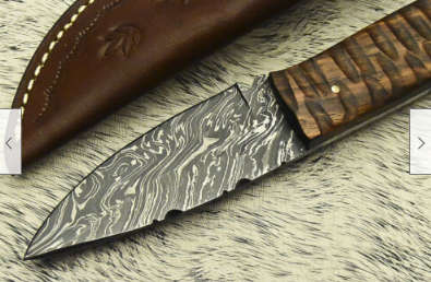 8.Damascus steel handcrafted hand crafted knife with leather pouch walnut handle perfect gift!