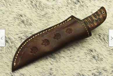 8.Damascus steel handcrafted hand crafted knife with leather pouch walnut handle perfect gift!