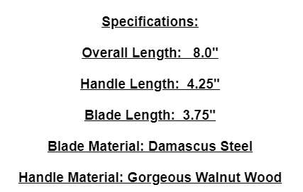 8.Damascus steel handcrafted hand crafted knife with leather pouch walnut handle perfect gift!