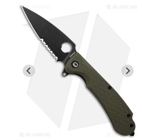 Russian Daggerr Resident folding  knife black semi serrated blade olive