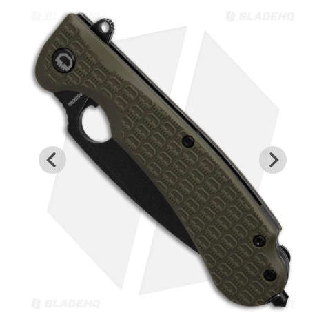 Russian Daggerr Resident folding  knife black semi serrated blade olive