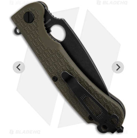 Russian Daggerr Resident folding  knife black semi serrated blade olive