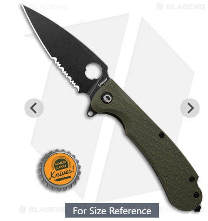 Russian Daggerr Resident folding  knife black semi serrated blade olive