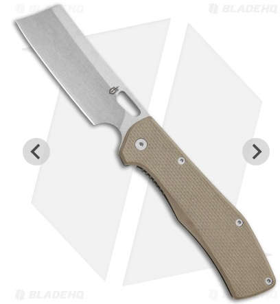 Gerber Flatiron cleaver folding knife plain stonewash blade desert tan