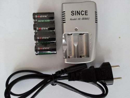 4x CR123A rechargeable batteries 1000Mah 3.7v with charger