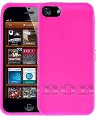 iphone 5 5G Gel rubber silicone pouch case cover+screen protector PINK
