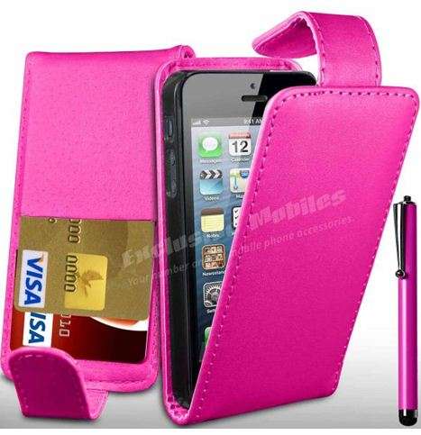 Apple Iphone I5 flip case cover PINK,screen protector,stylus,SIGNAL BOOSTER!