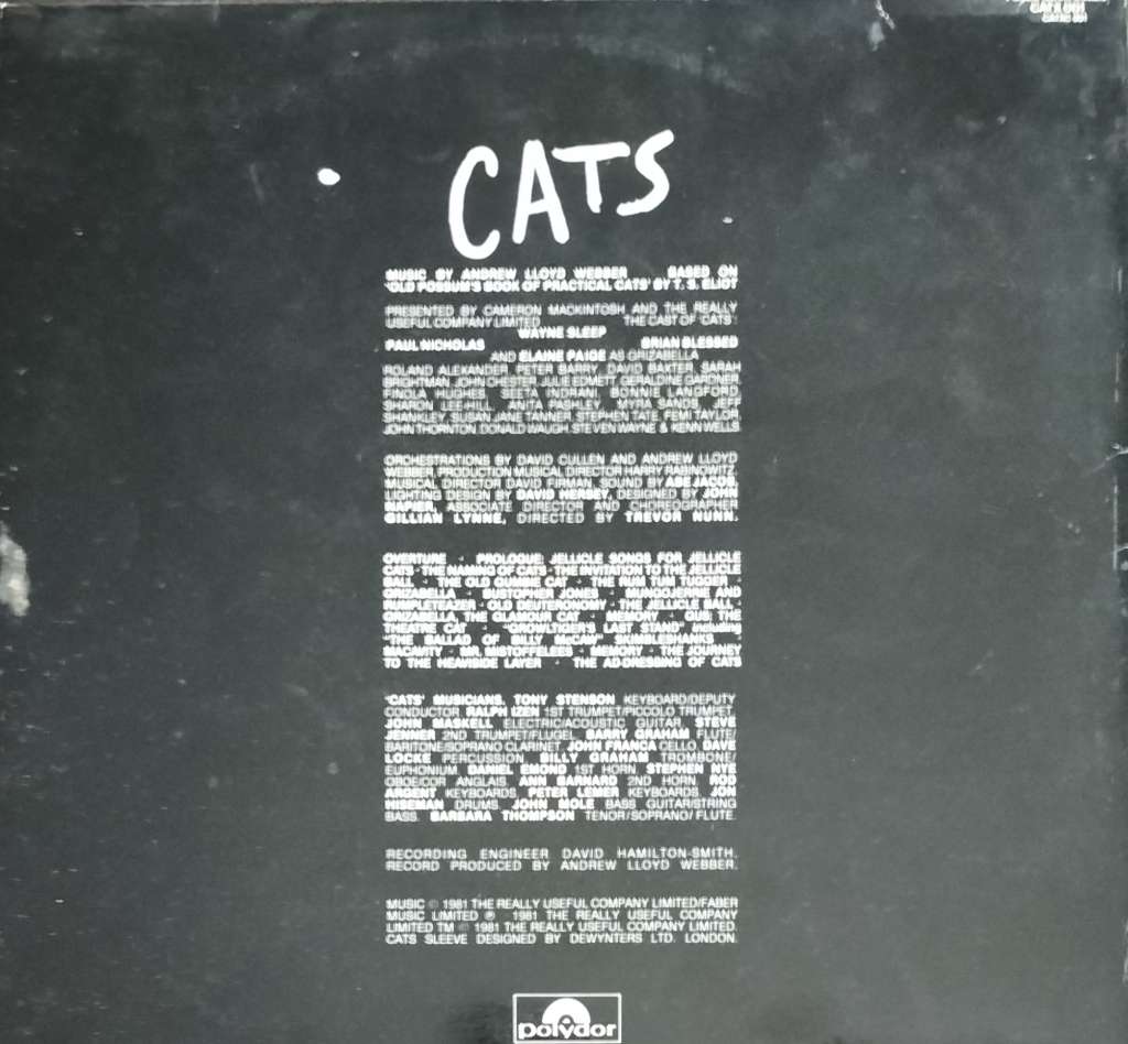 Vintage LP / Record / Vinyl - 2LP - Cats (Andrew Lloyd Webber)
