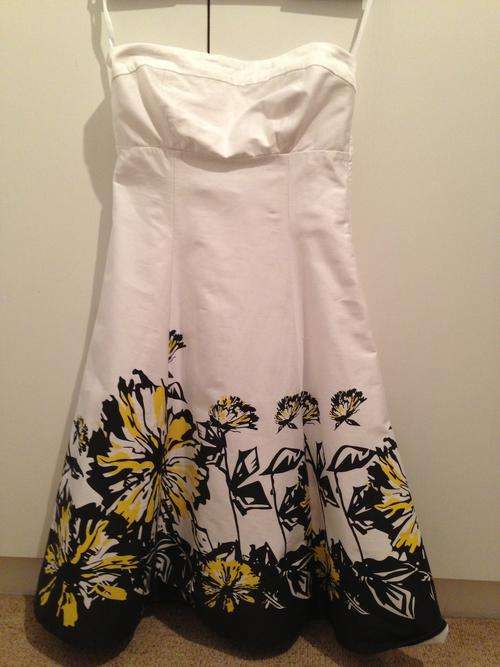 Ladies white/ black/ yellow floral boobtube dress MARKED DOWN