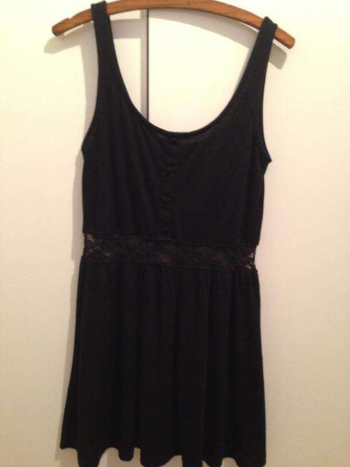 Ladies black summer dress with lace middle