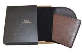 GIO Genuine Leather Cow Skin Bifold Wallet - Brown