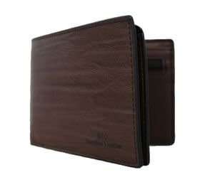 GIO Genuine Leather Cow Skin Bifold Wallet - Brown