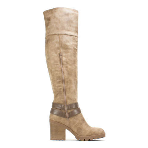 size 8 ladies boots, beige imported.