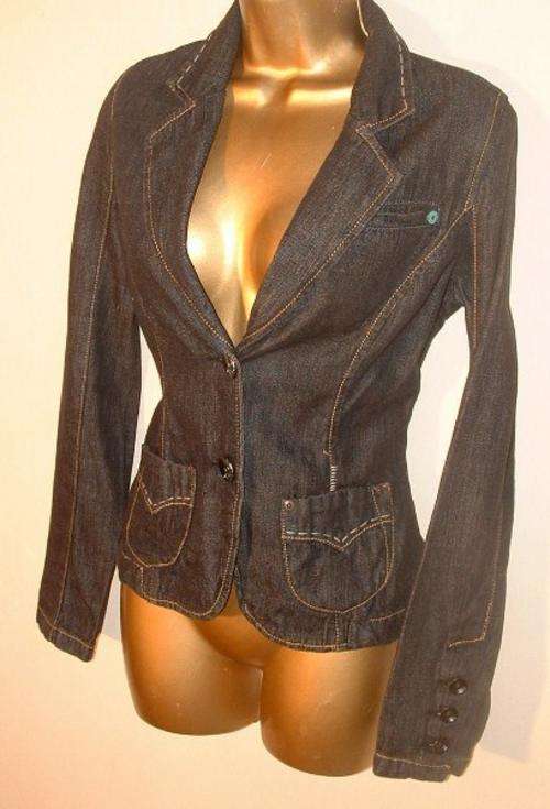 10 / 34 NEW ladies black  stitch detail ladies denim jeans jacket. MUST SEE