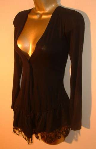 12 / 36 New ladies black lace trim jacket - Just Lovely !
