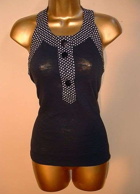 10 / 34 New ladies navy blue polk dot shirt top