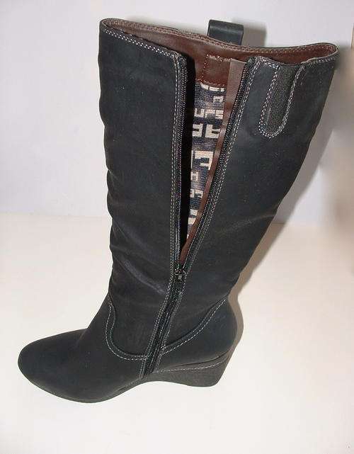 size 4  pu leather wedge boots Black pu leather wedge boots HOT BOOT. Limited .