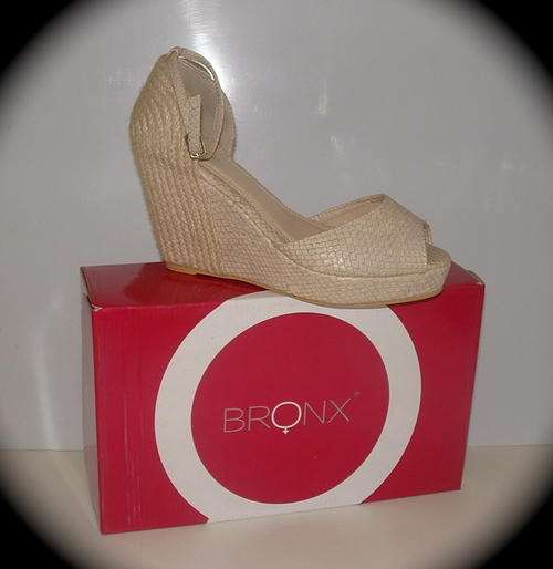 Size 5 or a size 8     BRONX nude snakeskin rope wedge sandal shoes