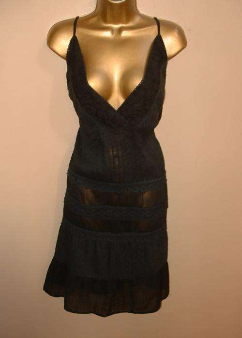 Size 12 / 36 generous size, black embroidery over knee summer DRESS - ONE ONLY