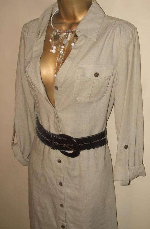 SIZE 36 / 14 New Vera Moda creamy beige Shirt dress with belt .