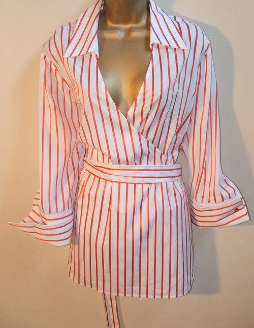 Size 22 - 24 New Ladies wrap shirt back tie - striped, lovely on.