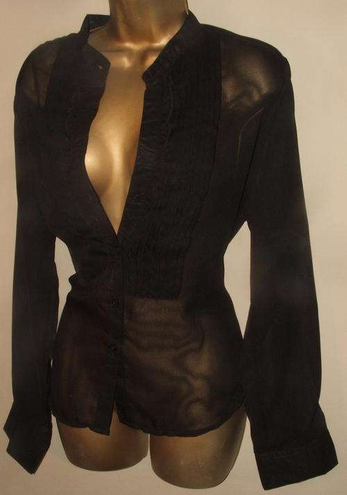 New Small cream silky sheer ladies shirt..