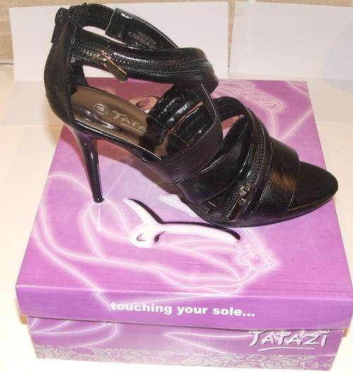 size 3 4 5 6 7 high heels black zips posh dressy  shoes + New by Tatazi. BOXED! Fab gift / present.