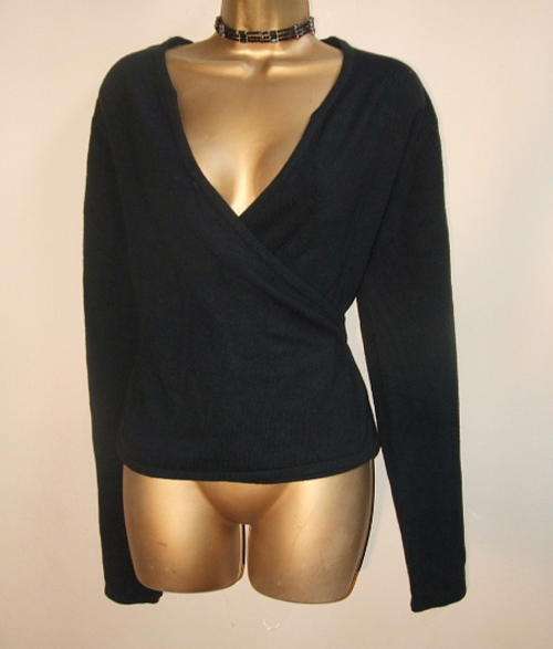 Suits 14 / size 36 Ballerina style black wrap jersey - ladies knitwear.