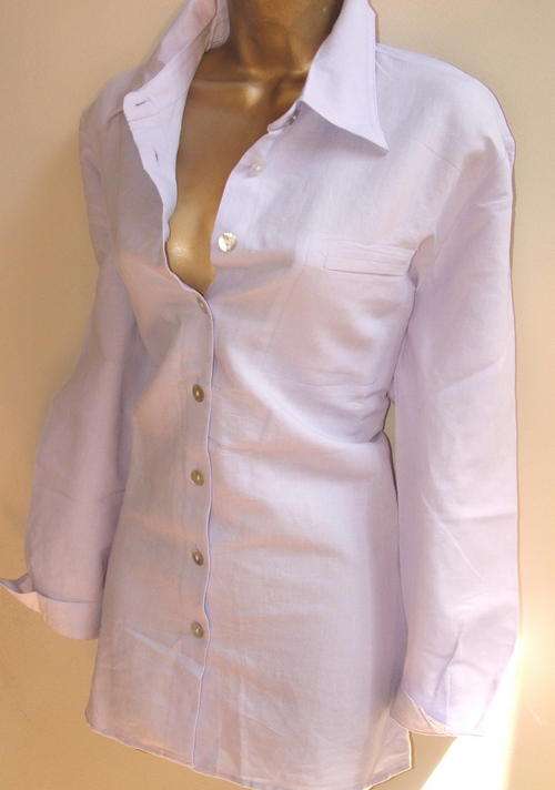 12 / 36  NEW ladies LINEN  cotton blend dressy lavender shirt - Lovely fabric
