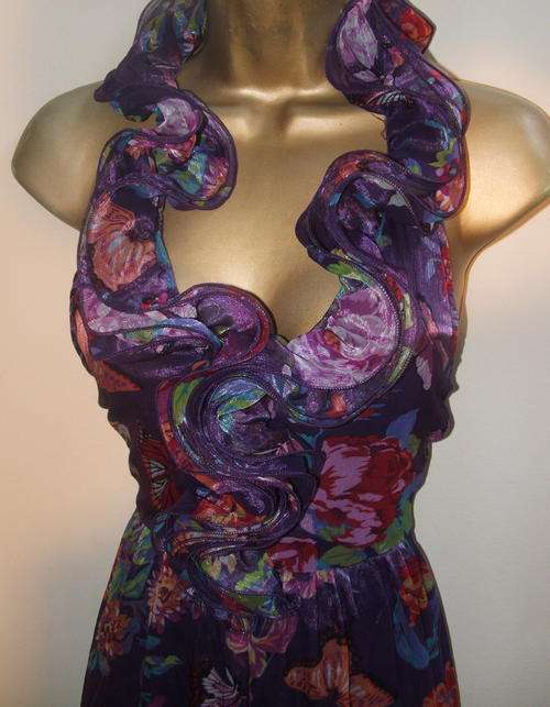 New  12  - 14 Silky floaty ruffle 2011 celeb long dress - Must see 36-38