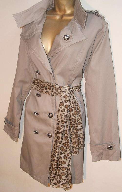 PLUS SIZE XXL celebrity posh dressy trench coat , silky leopard print scarf belt LAST ONE